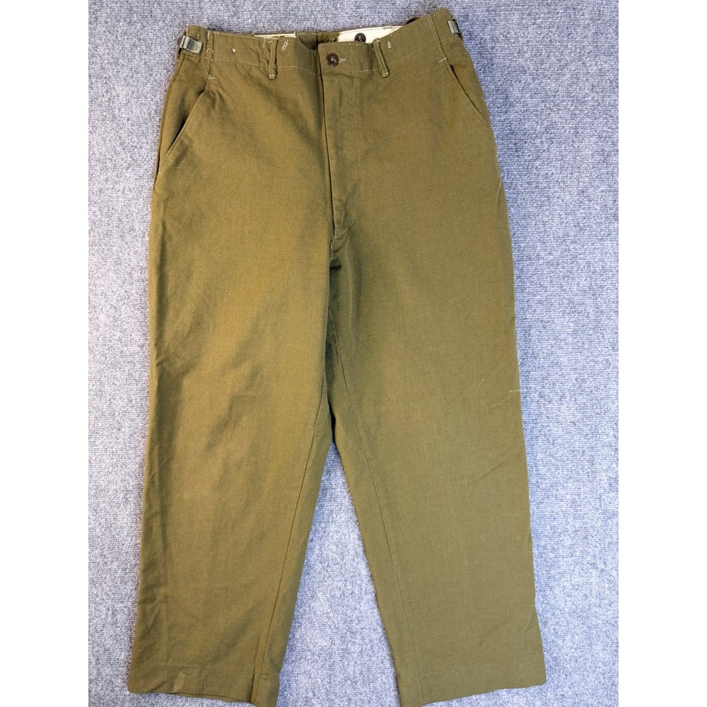 Vintage Military Pants Mens 28x27 Olive Drab Wool Tactical Workwear Trousers USA